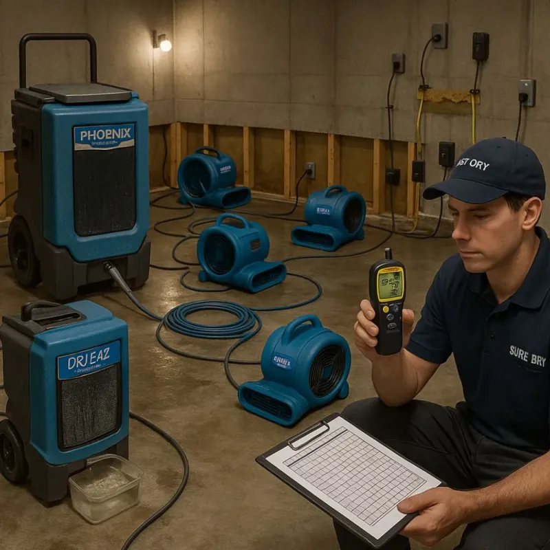 Structural Drying and Dehumidification process in De Forest, WI